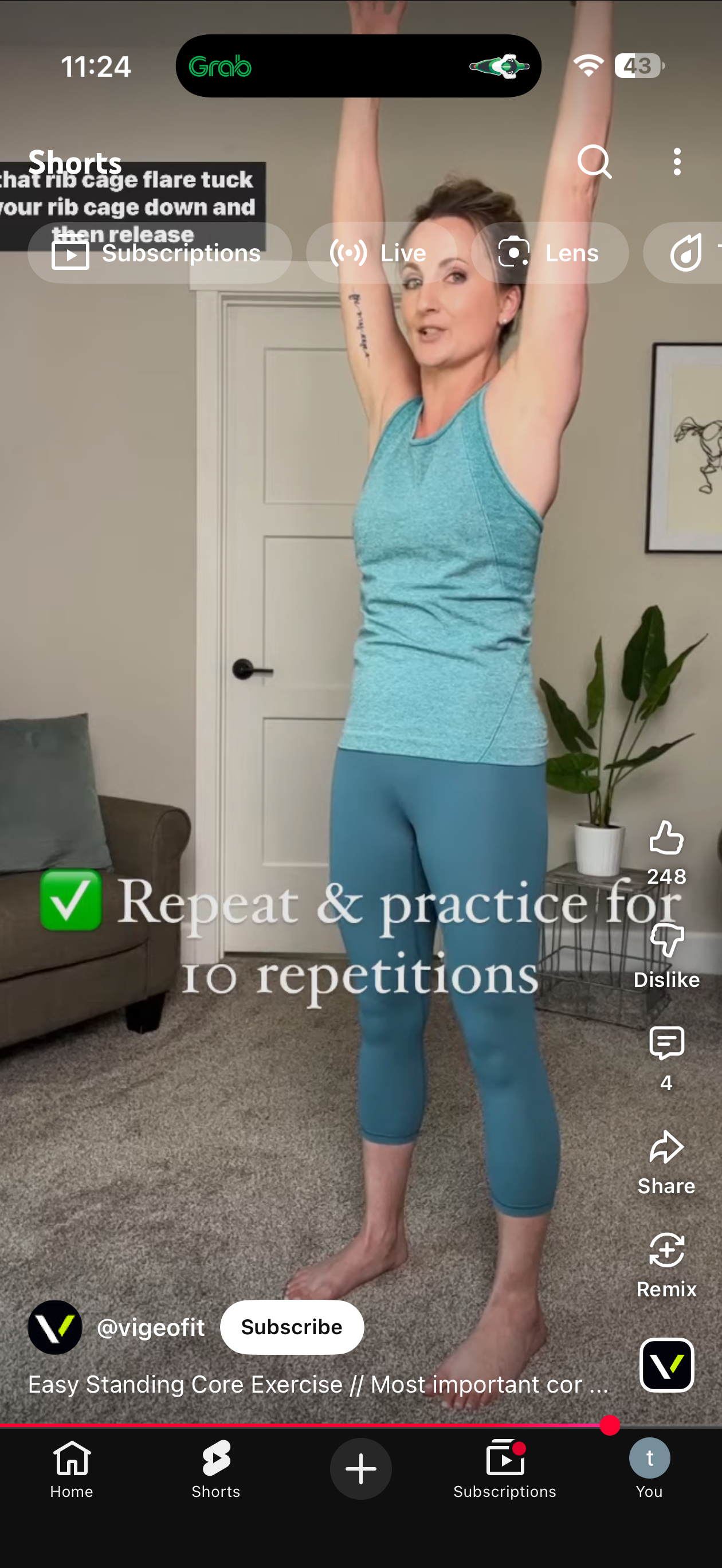 Gently contract abdominal muscles