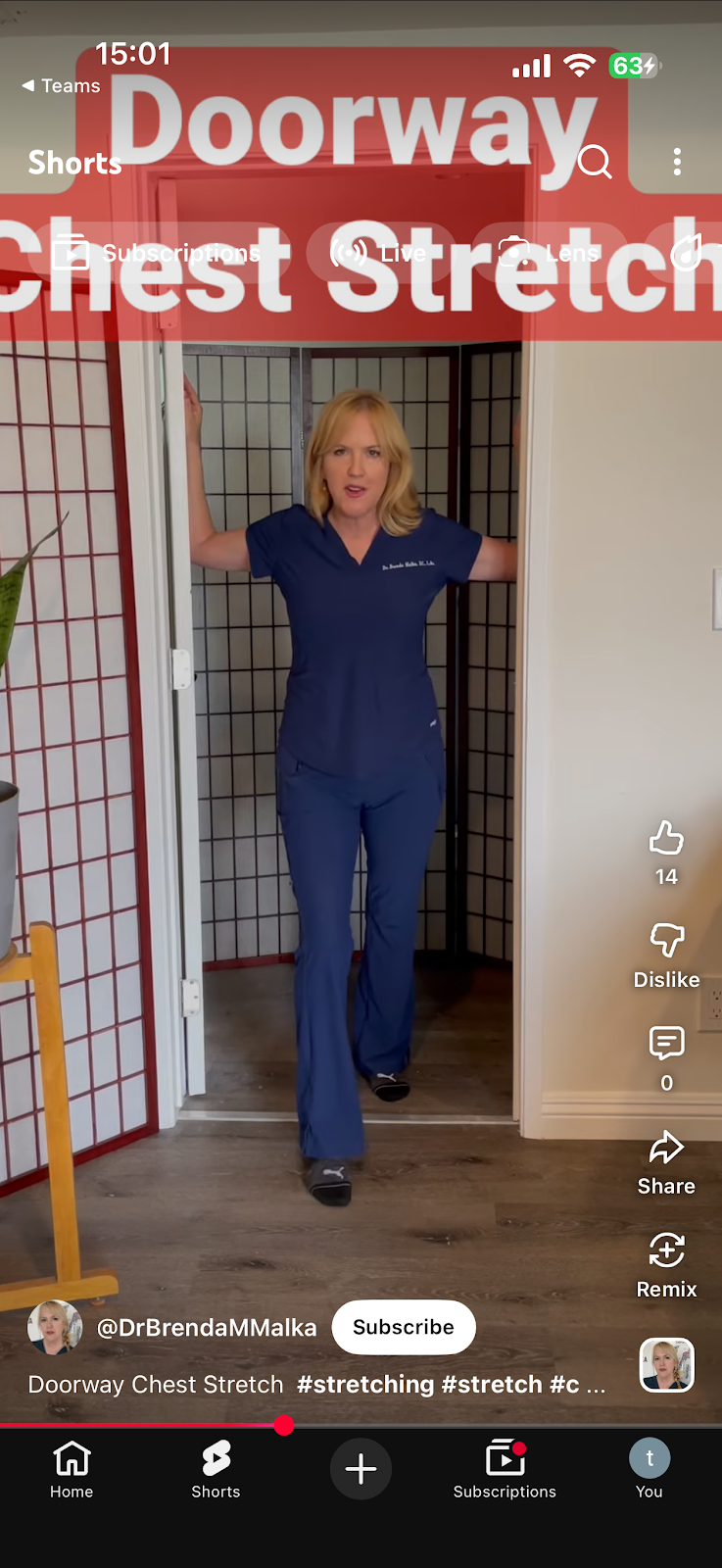 PLACE ARMS & STRETCH AT STANDARD LEVEL